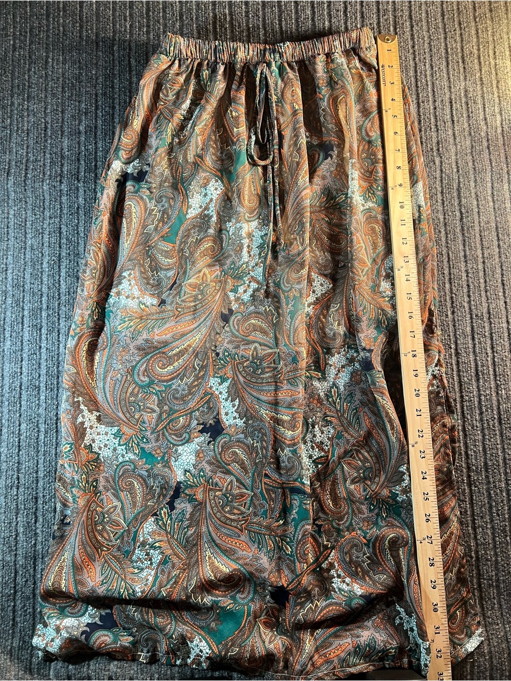 Bobeau Boho Paisley Maxi Skirt Flowy Drawstring Waist